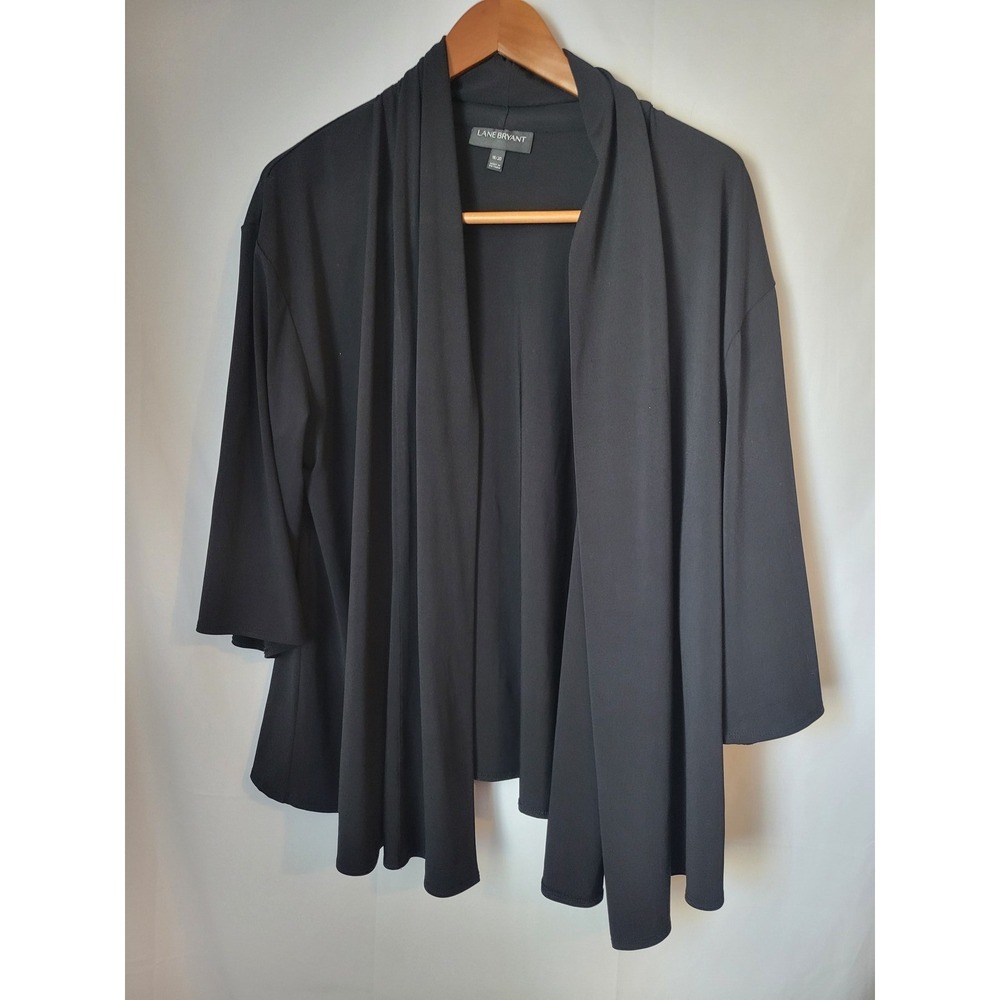 Lane Bryant Women's Plus Size 18/20 Black Draped Open Front Cardigan Sweater Top